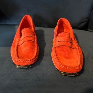 Bally red suede loafers. Size 35